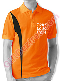 Designer Orange and Black Color T Shirts With Logo